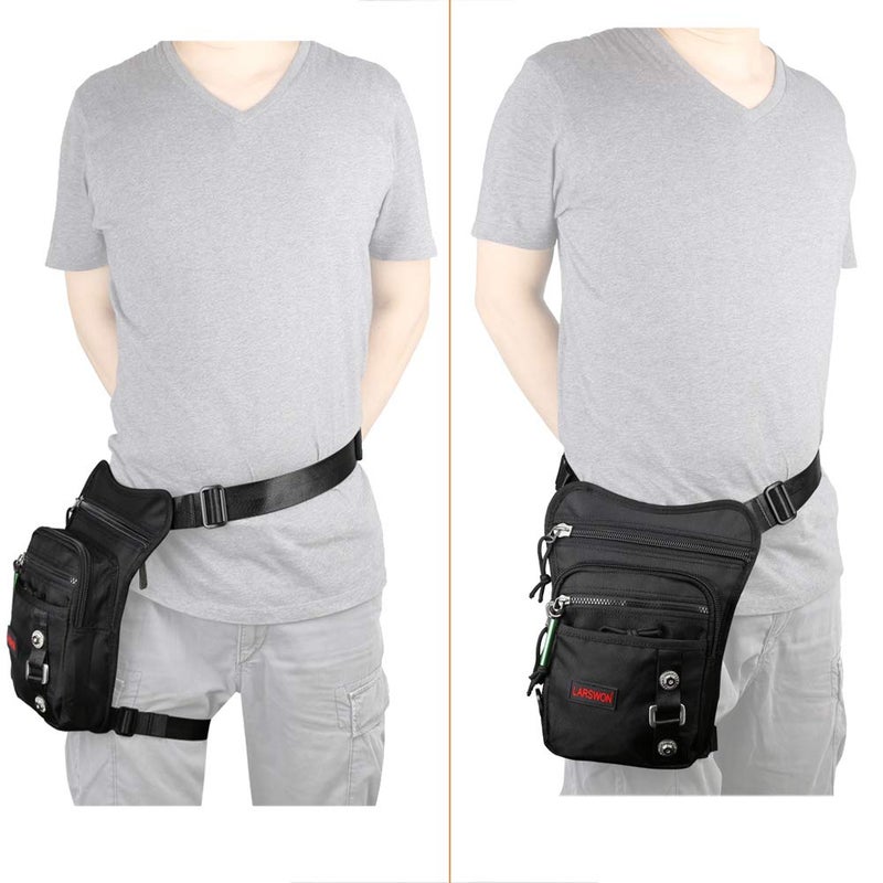 Larswon Thigh Pack, Larswon Leg Bag Thigh Pouch Bag Tactical Waist Bag Motorcycle Bag Waterproof Black - Image 2